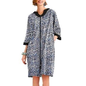 Women’s Leopard Print Zip Up Robe with Black Trim - Size S - NWT